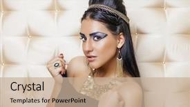  Presentation with egyptian - PPT theme consisting of egyptian queen cleopatra - make up background and a coral colored foreground