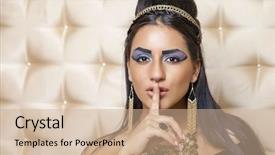  Presentation with queen - PPT layouts having egyptian queen cleopatra - make up background and a coral colored foreground