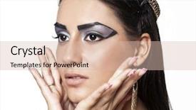  Presentation with queen - Colorful PPT layouts enhanced with egyptian queen cleopatra backdrop and a soft green colored foreground