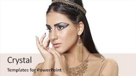  Presentation with ancient egyptian man - Slides having egyptian queen cleopatra background and a coral colored foreground