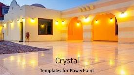  Presentation with egyptian restaurant - PPT theme featuring egyptian restaurant - beautiful architecture of hurghada marina background and a  colored foreground