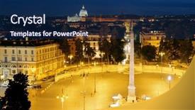  Presentation with awards night presentations - Amazing PPT theme having egyptian restaurant - piazza del popolo at night backdrop and a  colored foreground