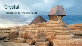  Presentation with egypt pyramid - Slide deck consisting of egyptian sphinx and pyramid background and a light blue colored foreground