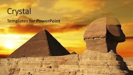  Presentation with egypt pyramid - Amazing presentation theme having egyptian sphinx and pyramid backdrop and a gold colored foreground