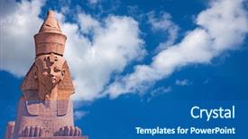  Presentation with egyptian - Slides having egyptian sphinx on blue sky background and a teal colored foreground