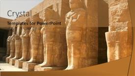  Presentation with karnak - Colorful presentation design enhanced with egyption statues of kings in temple of karnak egypt backdrop and a gold colored foreground