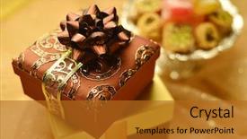  Presentation with eid - Amazing PPT theme having eid - gift box and sweet backdrop and a gold colored foreground