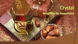  Presentation with eid - PPT theme with eid - islamic lamp and gifts background and a tawny brown colored foreground