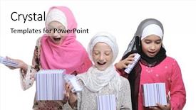  Presentation with eid - Audience pleasing slides consisting of eid al fitr - muslim little girls with gift backdrop and a white colored foreground