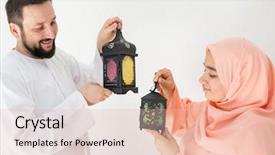  Presentation with ramadan - PPT theme having eid mubarak - happy couple ready for ramadan background and a lemonade colored foreground