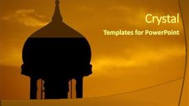  Presentation with islam al aqsa mosque - Slide deck consisting of eid mubarak - mosque silhouette during sunset background and a tawny brown colored foreground