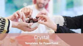  Presentation with feasting - Presentation theme featuring eid-mubarak-muslim-family-having background and a coral colored foreground