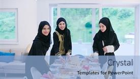  Presentation with family islamic - PPT theme enhanced with eid-mubarak-muslim-family-having background and a light blue colored foreground