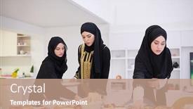  Presentation with feasting - Theme consisting of eid-mubarak-muslim-family-having background and a coral colored foreground