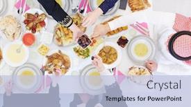  Presentation with eid mubarak - Audience pleasing PPT theme consisting of eid-mubarak-muslim-family-having backdrop and a light blue colored foreground