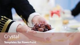  Presentation with feasting - PPT theme consisting of eid-mubarak-muslim-family-having background and a coral colored foreground