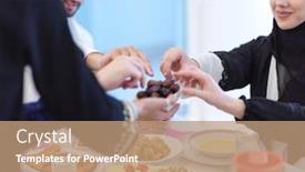  Presentation with eid mubarak - Theme enhanced with eid-mubarak-muslim-family-having background and a coral colored foreground