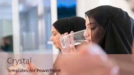  Presentation with feasting - Slides featuring eid-mubarak-muslim-family-having background and a coral colored foreground