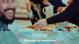  Presentation with feasting - Presentation theme consisting of eid-mubarak-muslim-family-having background and a seafoam green colored foreground