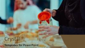  Presentation with family islamic - Presentation theme with eid-mubarak-muslim-family-having background and a coral colored foreground