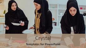  Presentation with family islamic - Slide set enhanced with eid-mubarak-muslim-family-having background and a coral colored foreground