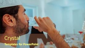  Presentation with feasting - Presentation design having eid-mubarak-muslim-family-having background and a tawny brown colored foreground