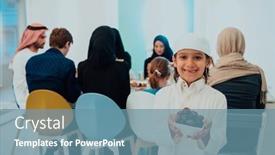  Presentation with eid - Presentation design featuring eid-mubarak-muslim-family-having background and a seafoam green colored foreground