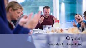  Presentation with eid mubarak - Audience pleasing theme consisting of eid-mubarak-muslim-people-praying backdrop and a light blue colored foreground