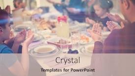  Presentation with feasting - Colorful slides enhanced with eid-mubarak-muslim-people-praying backdrop and a lemonade colored foreground