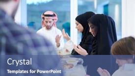  Presentation with family islamic - Beautiful presentation theme featuring eid-mubarak-muslim-people-praying backdrop and a ocean colored foreground