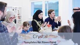  Presentation with feasting - Theme consisting of eid-mubarak-muslim-people-praying background and a light blue colored foreground