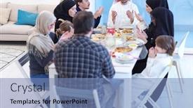  Presentation with feasting - Slide deck with eid-mubarak-muslim-people-praying background and a teal colored foreground