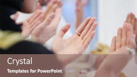  Presentation with family islamic - PPT theme featuring eid-mubarak-muslim-people-praying background and a coral colored foreground