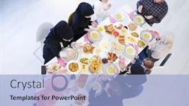  Presentation with family islamic - Presentation design consisting of eid-mubarak-muslim-people-praying background and a light blue colored foreground