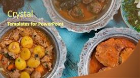  Presentation with dinner blue - Audience pleasing PPT theme consisting of eid-mubarak-traditional-ramadan-iftar backdrop and a tawny brown colored foreground