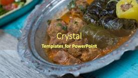  Presentation with dinner blue - PPT theme having eid-mubarak-traditional-ramadan-iftar background and a tawny brown colored foreground