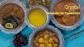  Presentation with dinner blue - Presentation theme having eid-mubarak-traditional-ramadan-iftar background and a tawny brown colored foreground