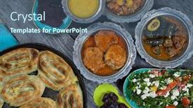  Presentation with kebab - Beautiful slides featuring eid-mubarak-traditional-ramadan-iftar backdrop and a ocean colored foreground