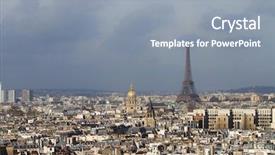  Presentation with eiffel tower paris france - Audience pleasing slide set consisting of eiffel tower and roofs of paris france backdrop and a gray colored foreground