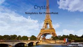  Presentation with eiffel tower paris france - Slide set featuring eiffel-tower-at-sunset background and a teal colored foreground