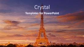  Presentation with eiffel tower paris france - PPT theme enhanced with eiffel-tower-at-sunset background and a ocean colored foreground