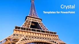  Presentation with eiffel tower paris france - Audience pleasing slides consisting of eiffel tower at wide angle backdrop and a cobalt blue colored foreground
