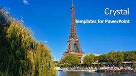  Presentation with eiffel tower paris france - Slides consisting of eiffel-tower-by-the-seine background and a teal colored foreground