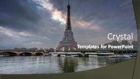  Presentation with eiffel tower paris france - Slide deck featuring eiffel-tower-by-the-seine background and a gray colored foreground