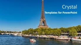  Presentation with eiffel tower paris france - PPT theme having eiffel-tower-by-the-seine background and a ocean colored foreground