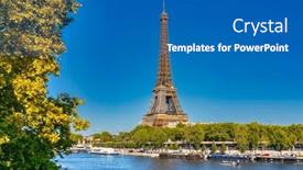 Presentation with eiffel tower paris france - Slide set with eiffel-tower-by-the-seine background and a teal colored foreground