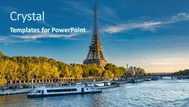  Presentation with eiffel tower paris france - PPT theme having eiffel-tower-by-the-seine background and a ocean colored foreground