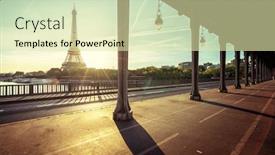  Presentation with eiffel tower paris france - PPT theme with eiffel-tower-from-bir-hakeim background and a soft green colored foreground