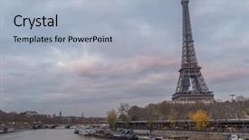  Presentation with eiffel tower paris france - Cool new slide set with eiffel tower from bir-hakeim backdrop and a light blue colored foreground