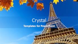  Presentation with eiffel tower - PPT theme consisting of woman blue jeans back view isolated section below on white background with clipping path rear view background and a light gray colored foreground